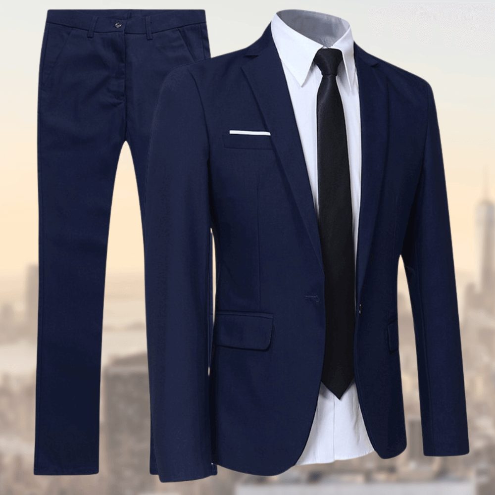 Herren Slim Fit Business Anzug Zweiteiliger - Dunkelblau
