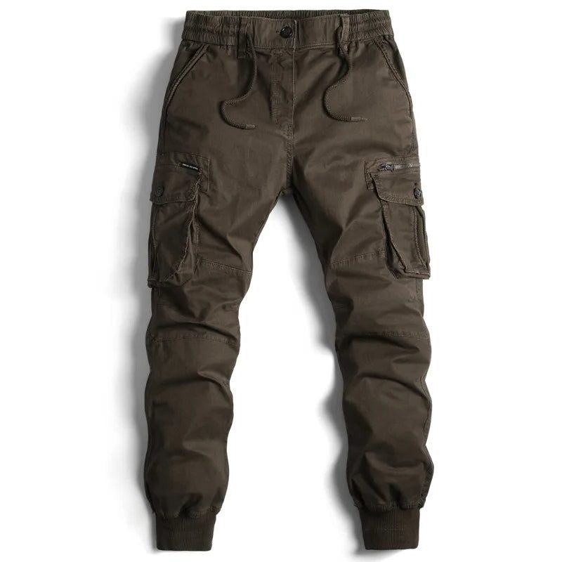 Herren Cargohose mit Elastischem Bund und Taschen - Marron