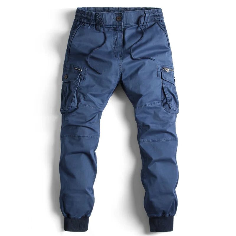 Herren Cargohose mit Elastischem Bund und Taschen - Bleu