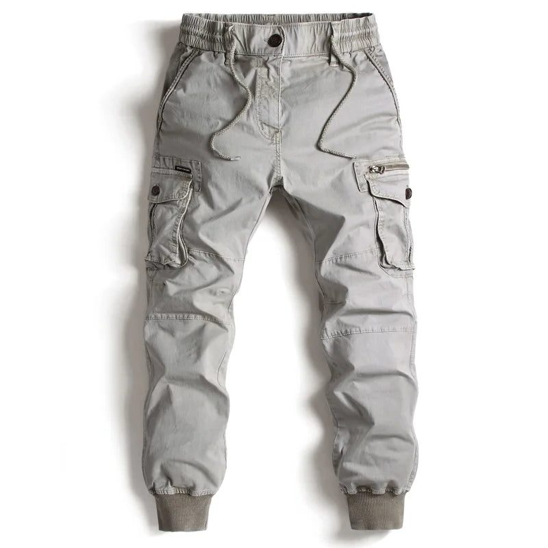 Herren Cargohose mit Elastischem Bund und Taschen - Gris