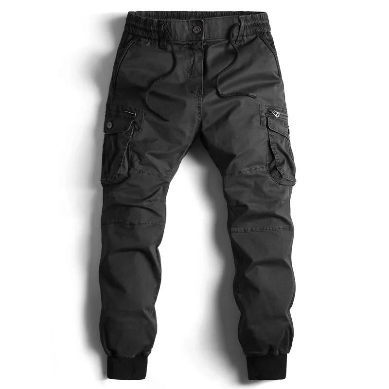Herren Cargohose mit Elastischem Bund und Taschen - Noir