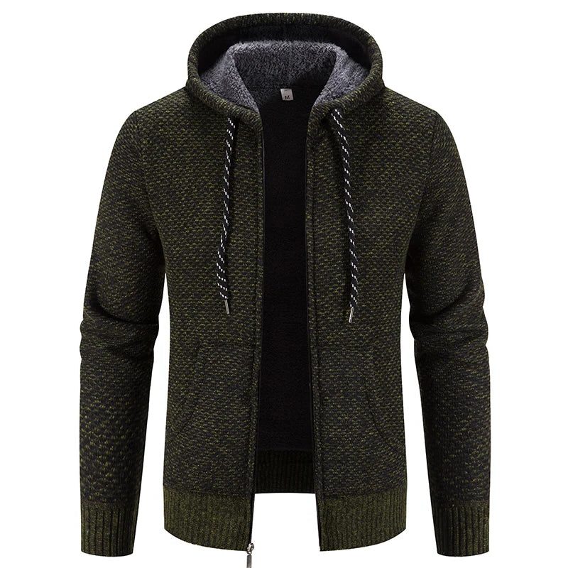 Herren Strickjacke mit Kapuze und Reissverschluss