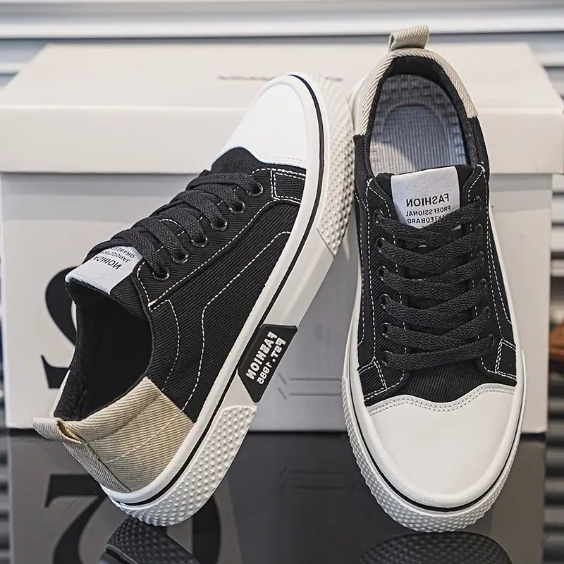 Herren Lace-Up Canvas Sneaker - Noir