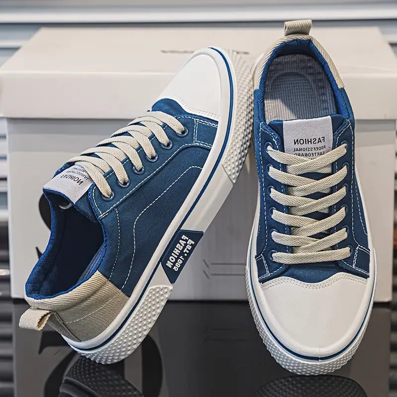 Herren Lace-Up Canvas Sneaker - Bleu