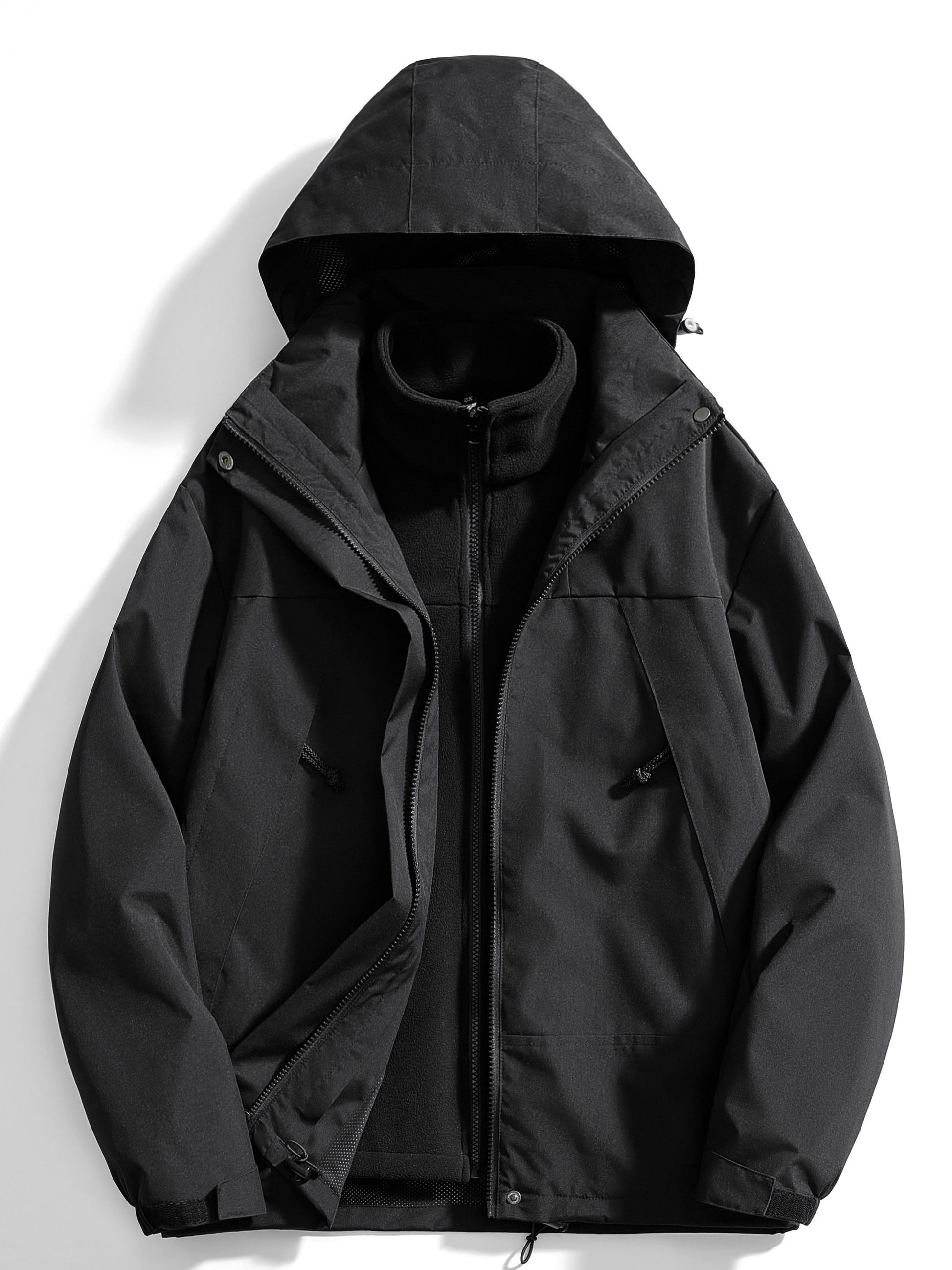 Damen Winterjacke mit Kapuze und Fleece-Innenseite - Schwarz