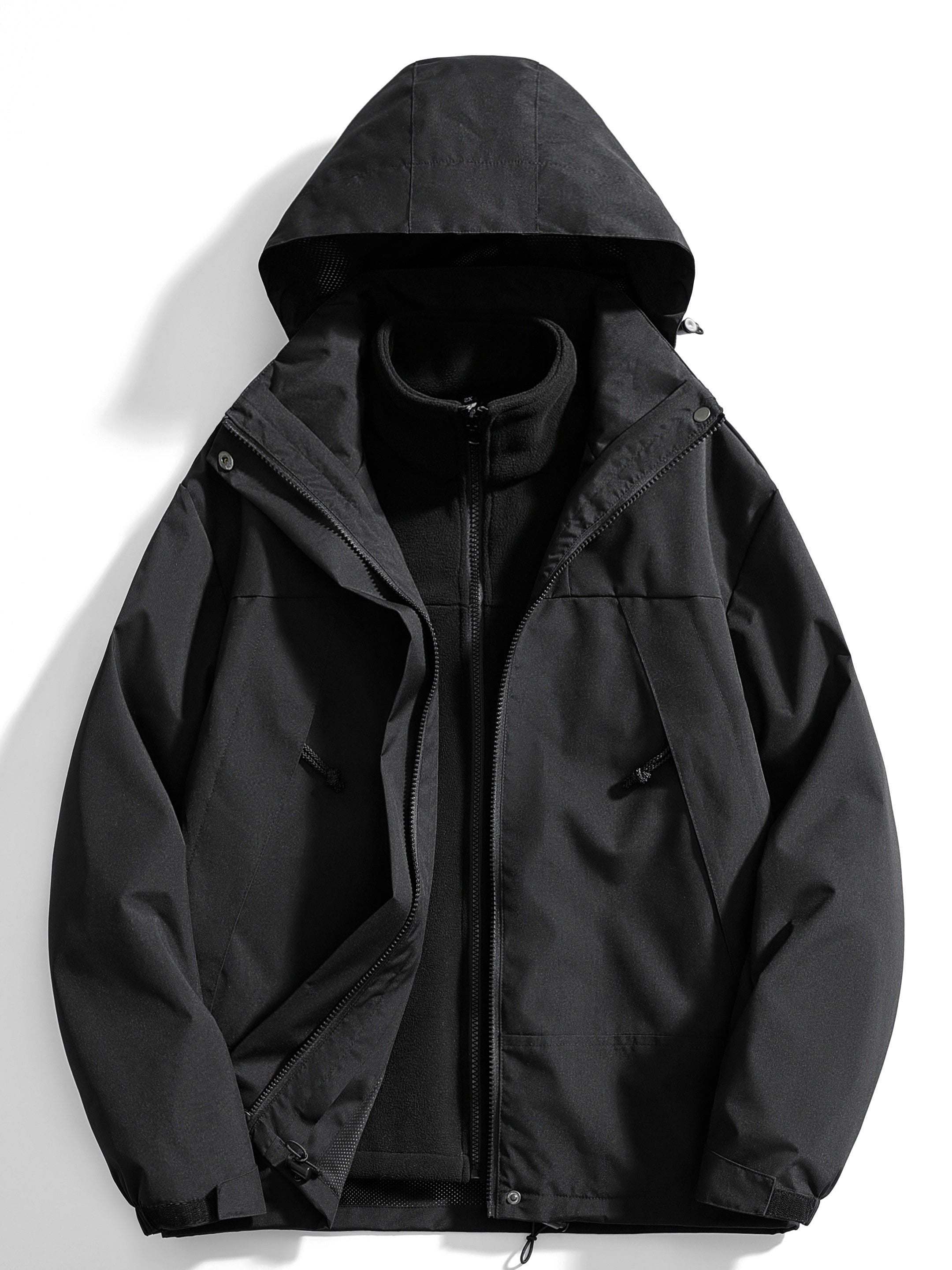 Damen Winterjacke mit Kapuze und Fleece-Innenseite - Schwarz