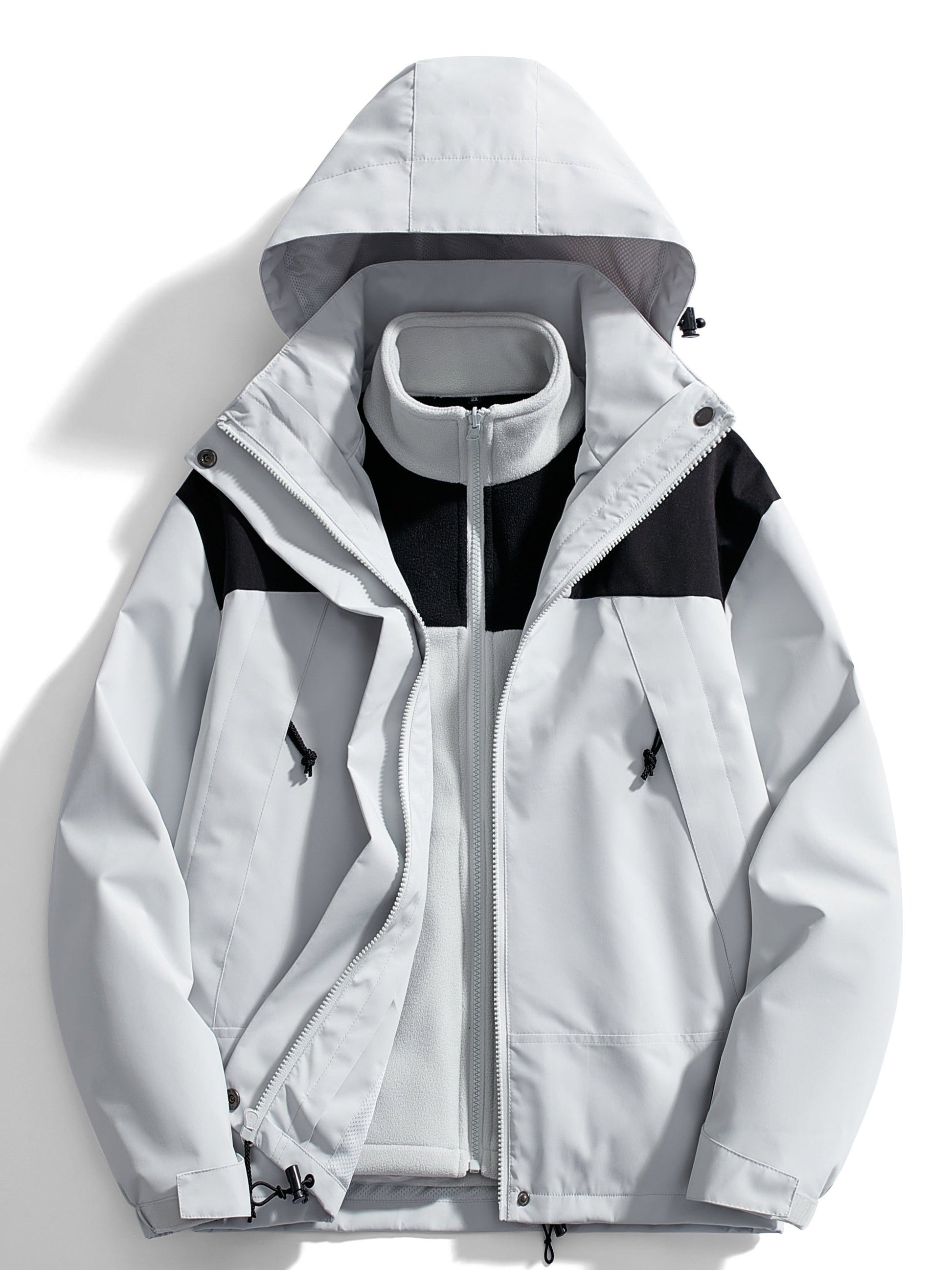 Damen Winterjacke mit Kapuze und Fleece-Innenseite - Grau