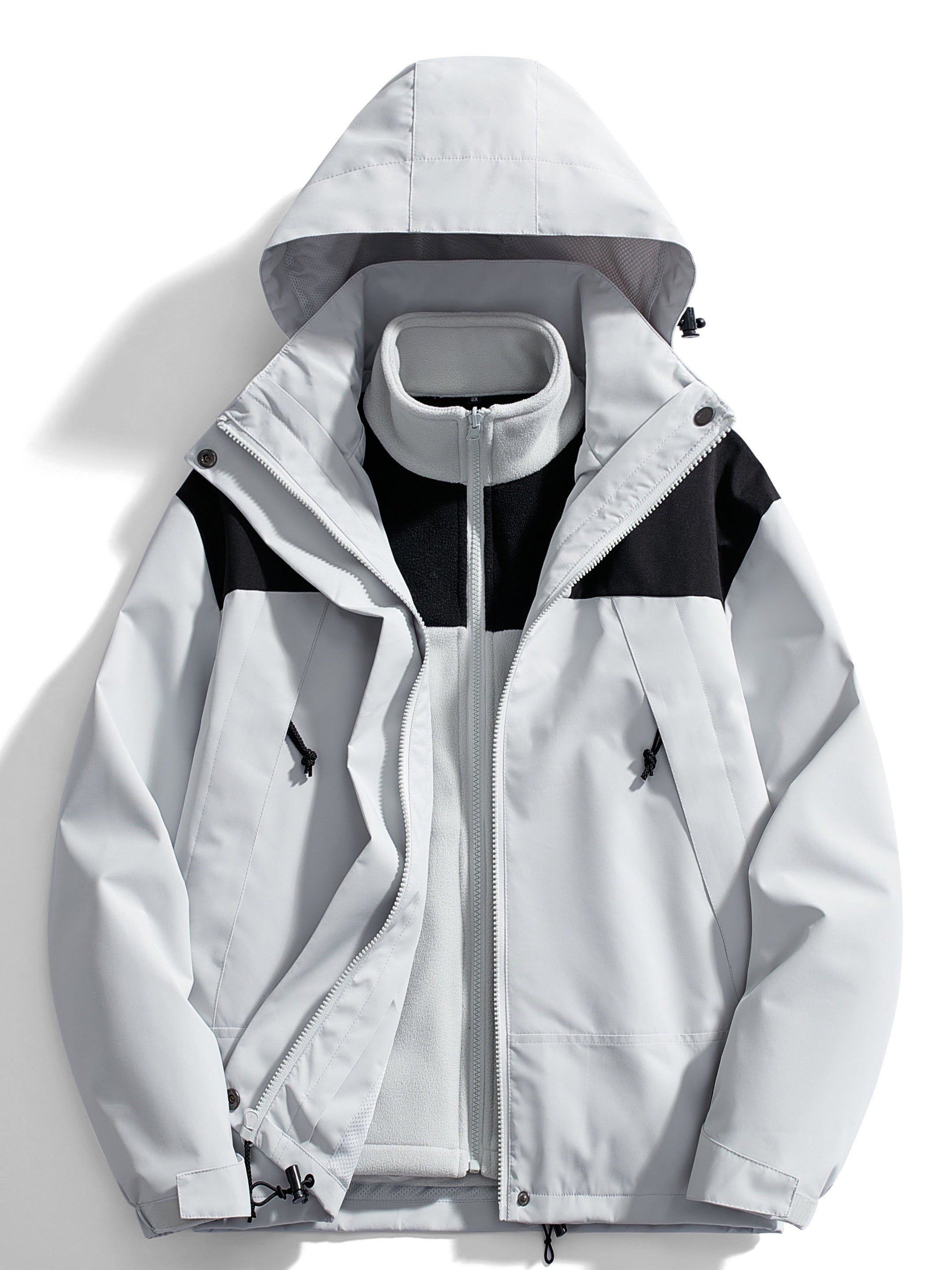 Damen Winterjacke mit Kapuze und Fleece-Innenseite - Grau