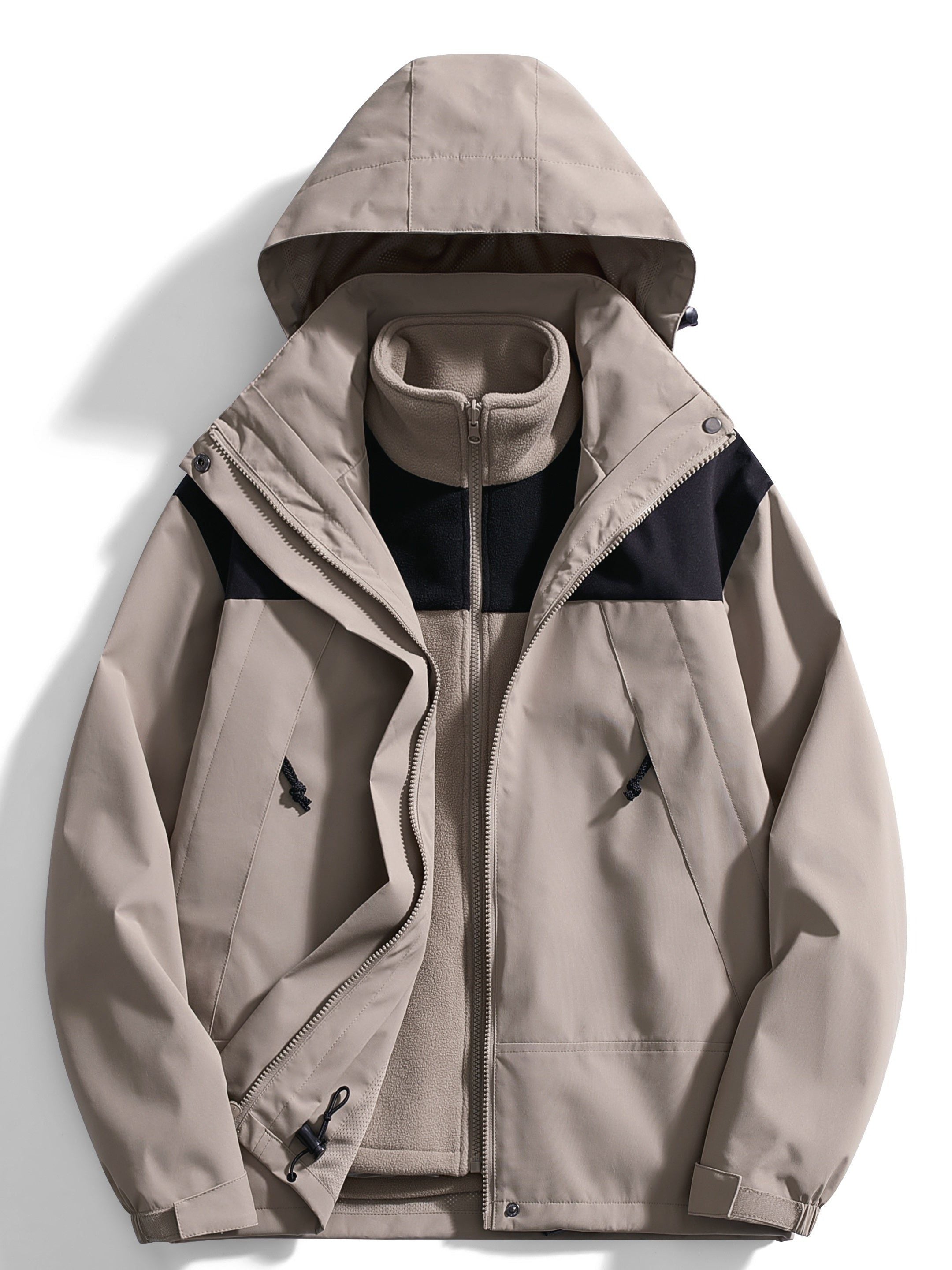 Damen Winterjacke mit Kapuze und Fleece-Innenseite - Khaki