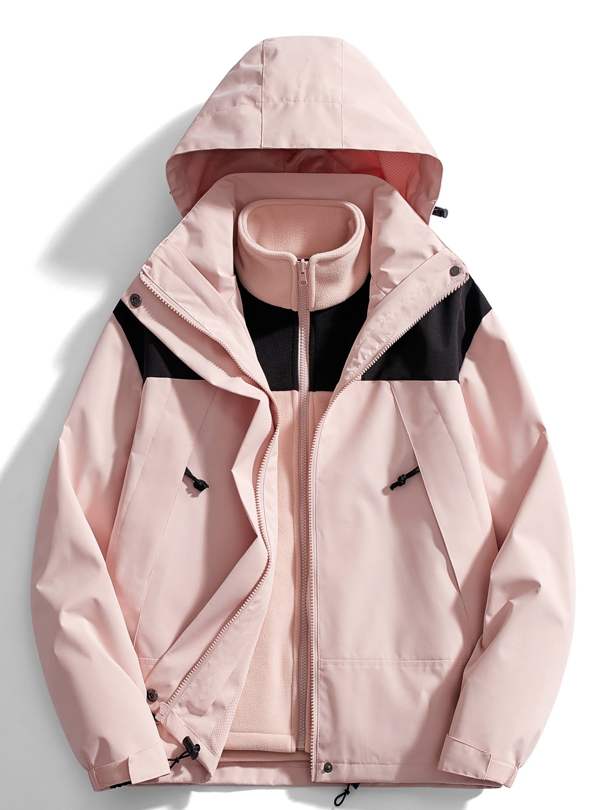 Damen Winterjacke mit Kapuze und Fleece-Innenseite - Rosa