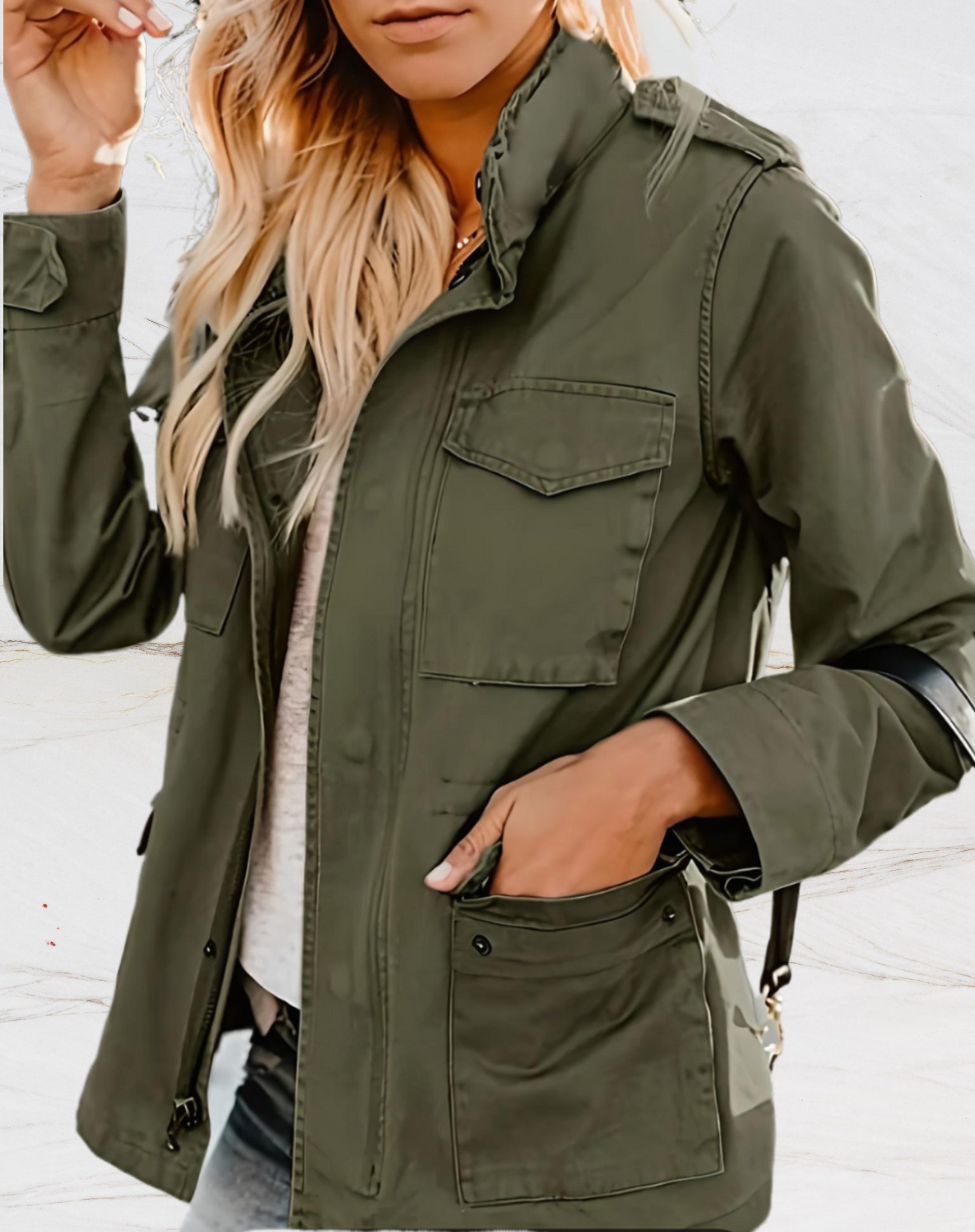 Damen Overshirt mit Taschen und Reissverschluss - View 3