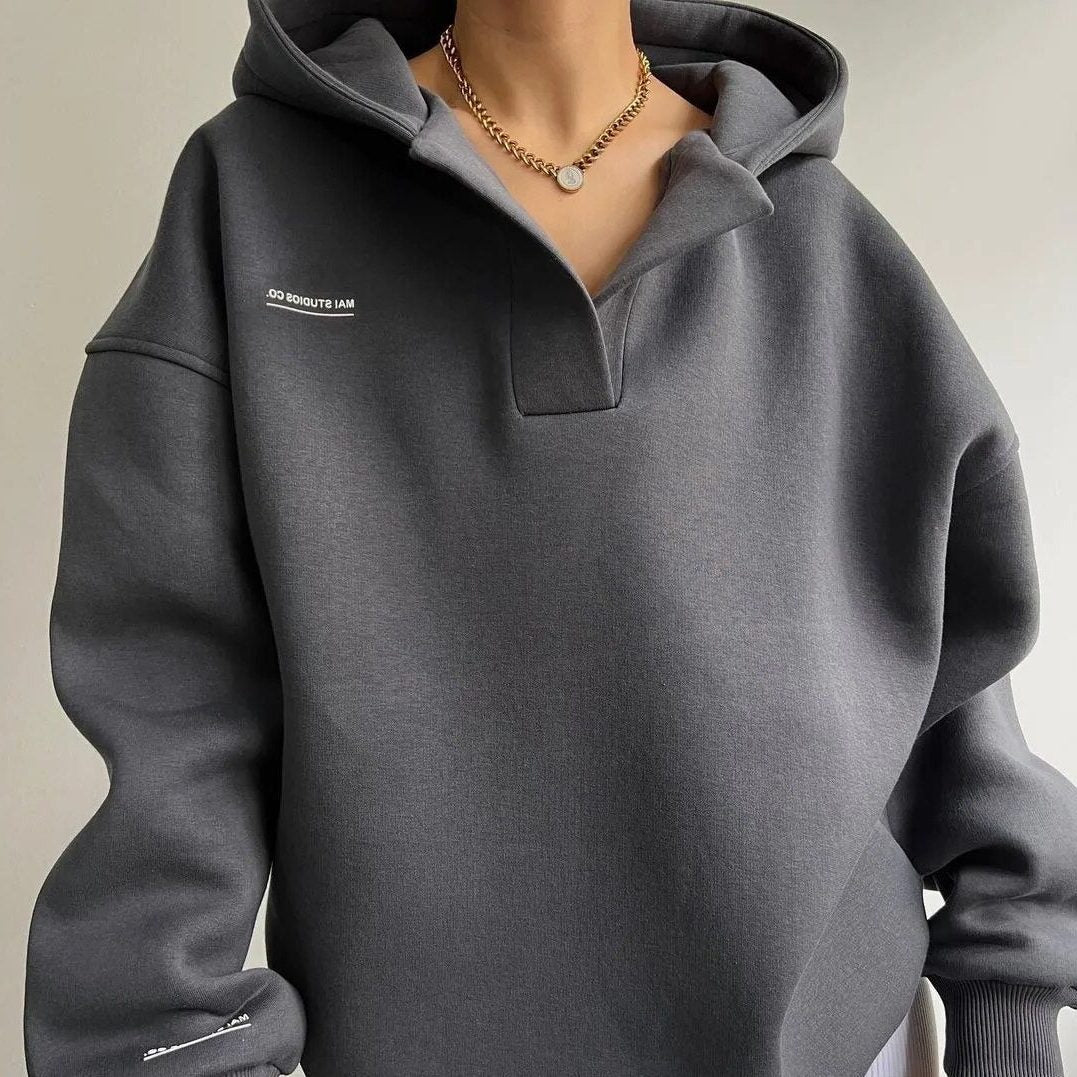 Damen Oversize Hoodie mit Kapuze - Grau