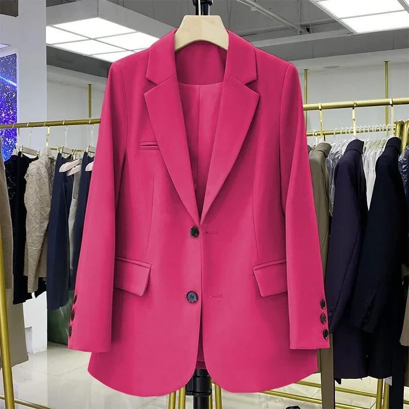 Damen Oversized Blazer mit Reverskragen - Rosenrot