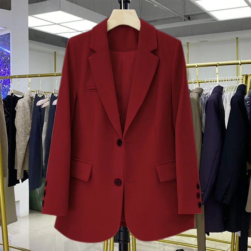 Damen Oversized Blazer mit Reverskragen - Weinrot