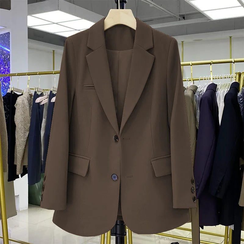 Damen Oversized Blazer mit Reverskragen - Kaffee