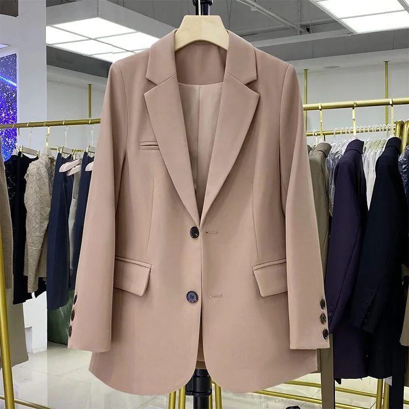 Damen Oversized Blazer mit Reverskragen - Khaki