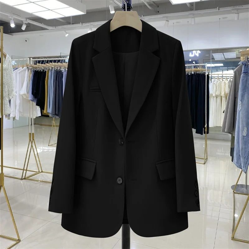 Damen Oversized Blazer mit Reverskragen - Schwarz