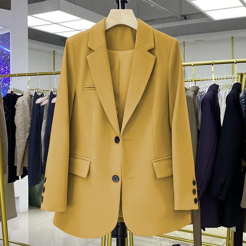 Damen Oversized Blazer mit Reverskragen - Zitronengelb