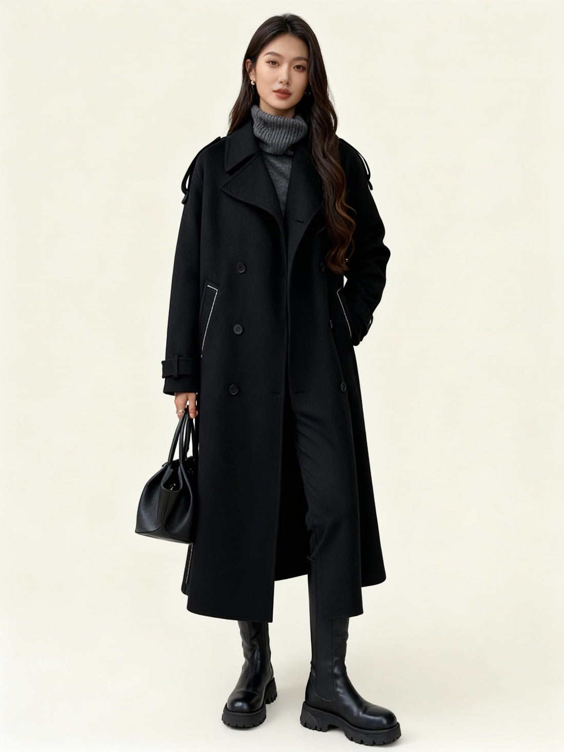 Damen Trenchcoat mit Reverskragen und Knopfdetails