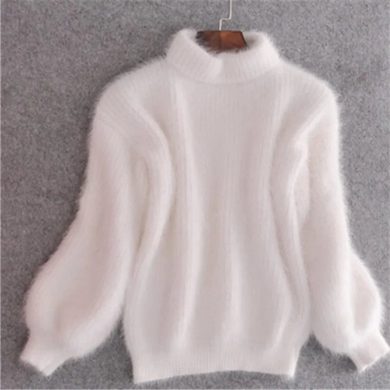 Damen Oversized Strickpullover mit Rollkragen