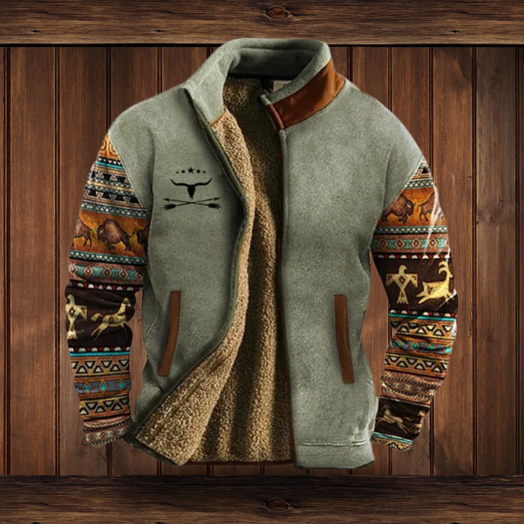 Fleece-Colorblock Jacke mit Stehkragen für Herren - Grau