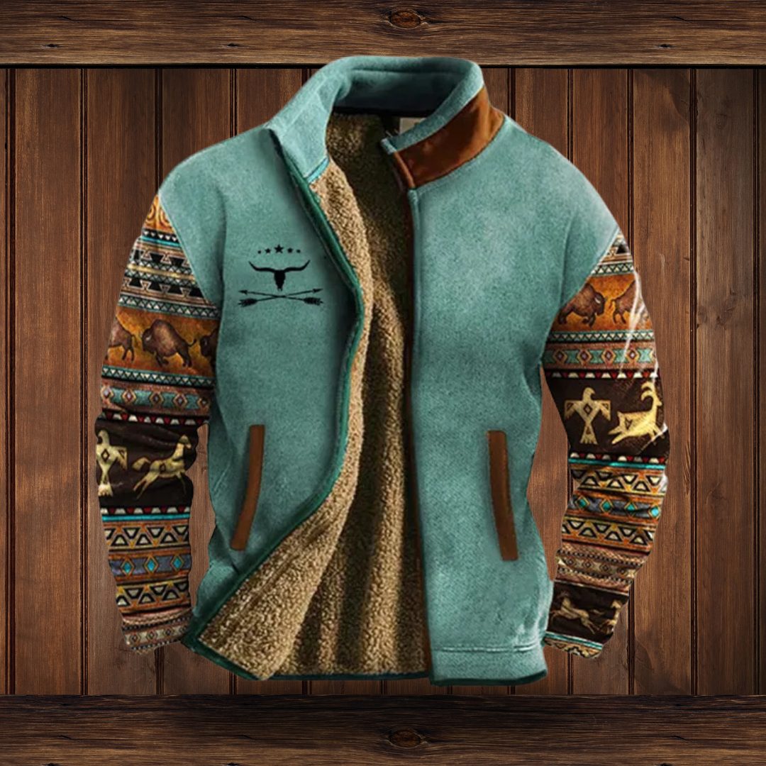 Fleece-Colorblock Jacke mit Stehkragen für Herren - Blaue 2
