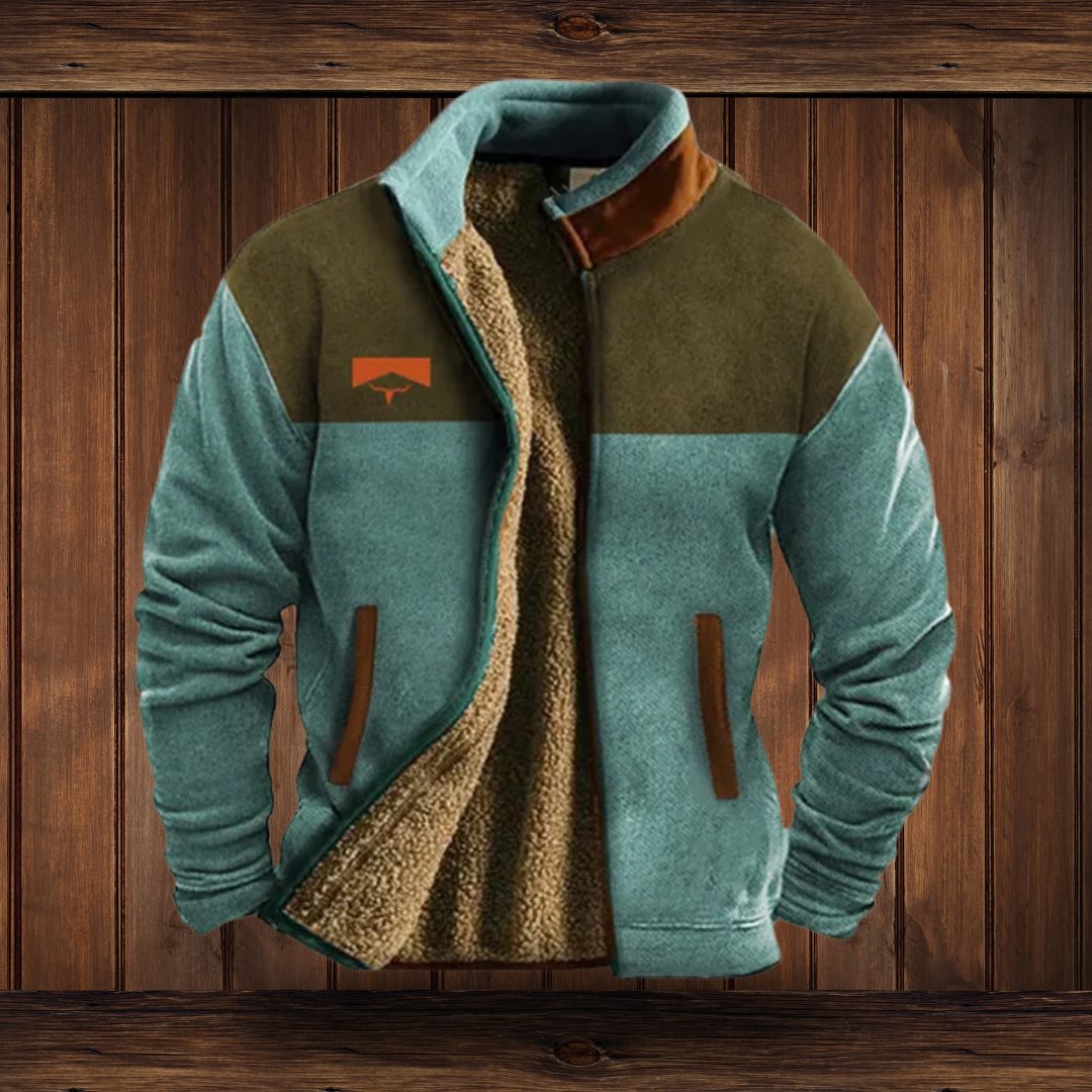 Fleece-Colorblock Jacke mit Stehkragen für Herren - View 9