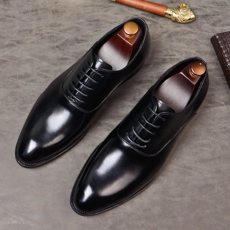 Herren Lace-Up Oxford Lederschuhe - Noir