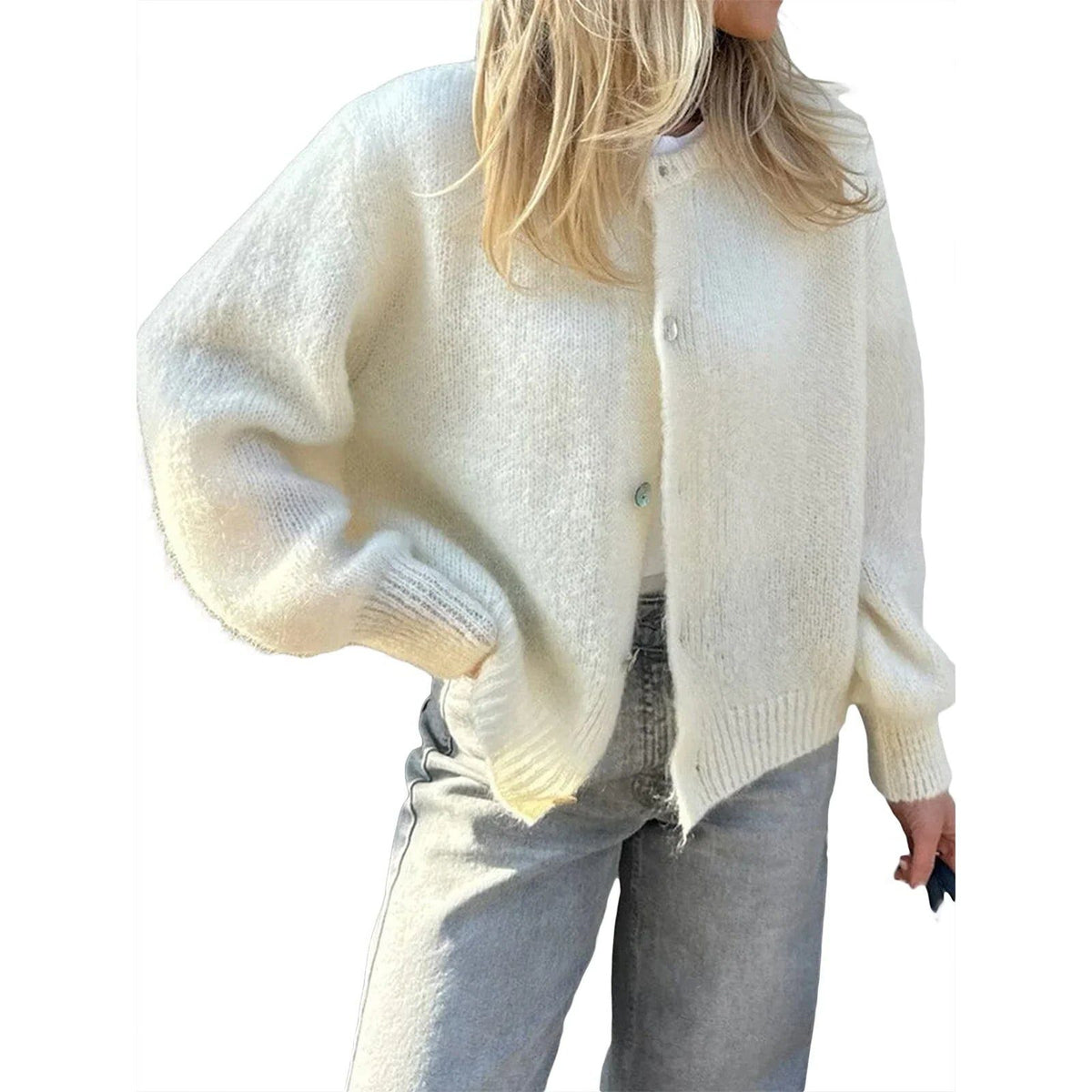 Damen Cardigan mit Langen Ärmeln und Knopfleiste - View 5