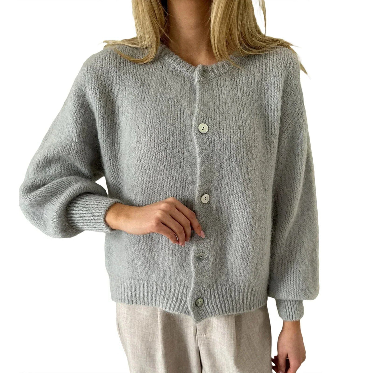 Damen Cardigan mit Langen Ärmeln und Knopfleiste - View 6