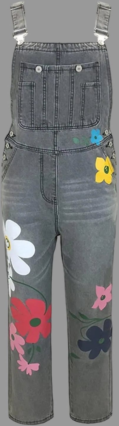 Damen Ärmellos Blumenmuster Latzhose - View 2