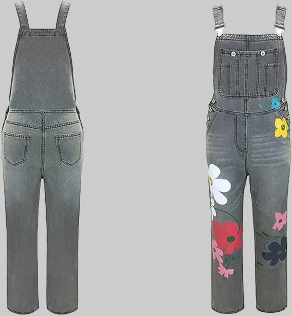 Damen Ärmellos Blumenmuster Latzhose - View 3