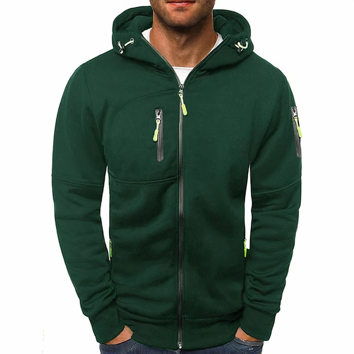 Herren Kapuzenjacke mit Reissverschluss - Grün
