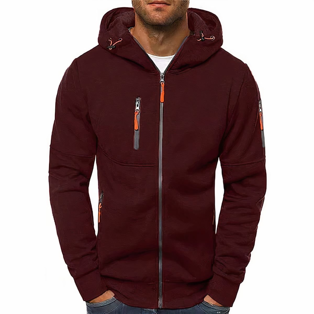 Herren Kapuzenjacke mit Reissverschluss - Wein