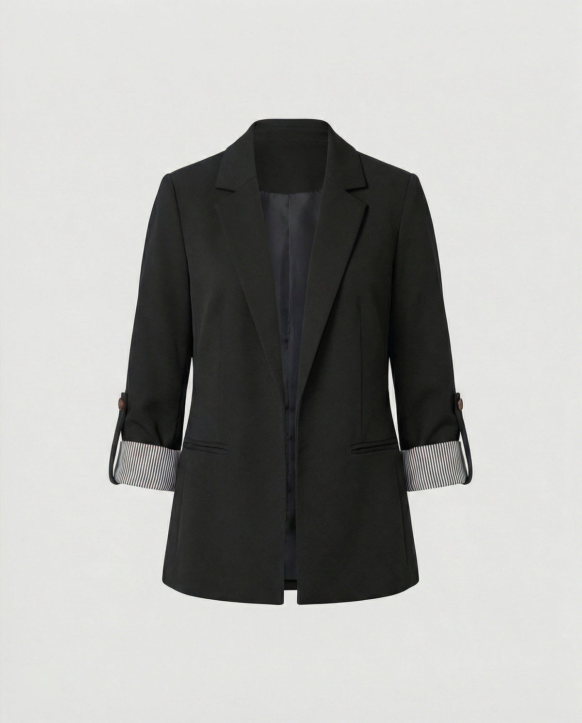 Damen Longblazer mit Revers und Einreiher - Schwarz