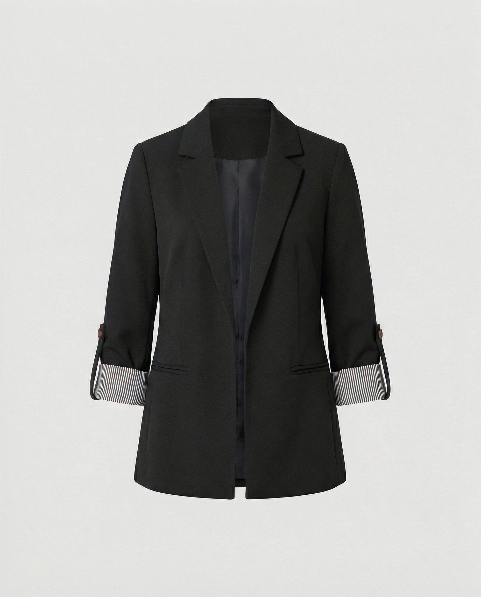 Damen Longblazer mit Revers und Einreiher - Schwarz