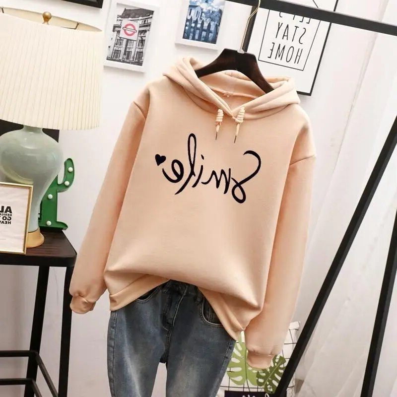 Damen Hoodie mit Rundhals und Kordelzug