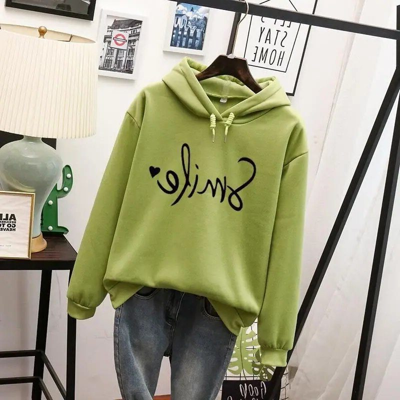 Damen Hoodie mit Rundhals und Kordelzug - Grün