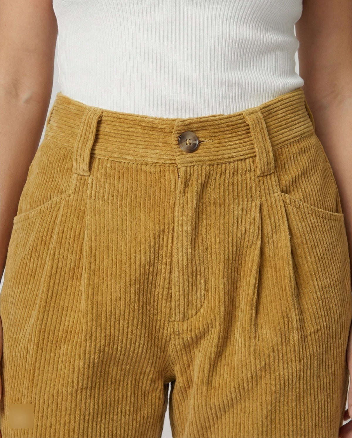 Damen Cordhose mit Hoher Taille und Breitem Bein - View 5