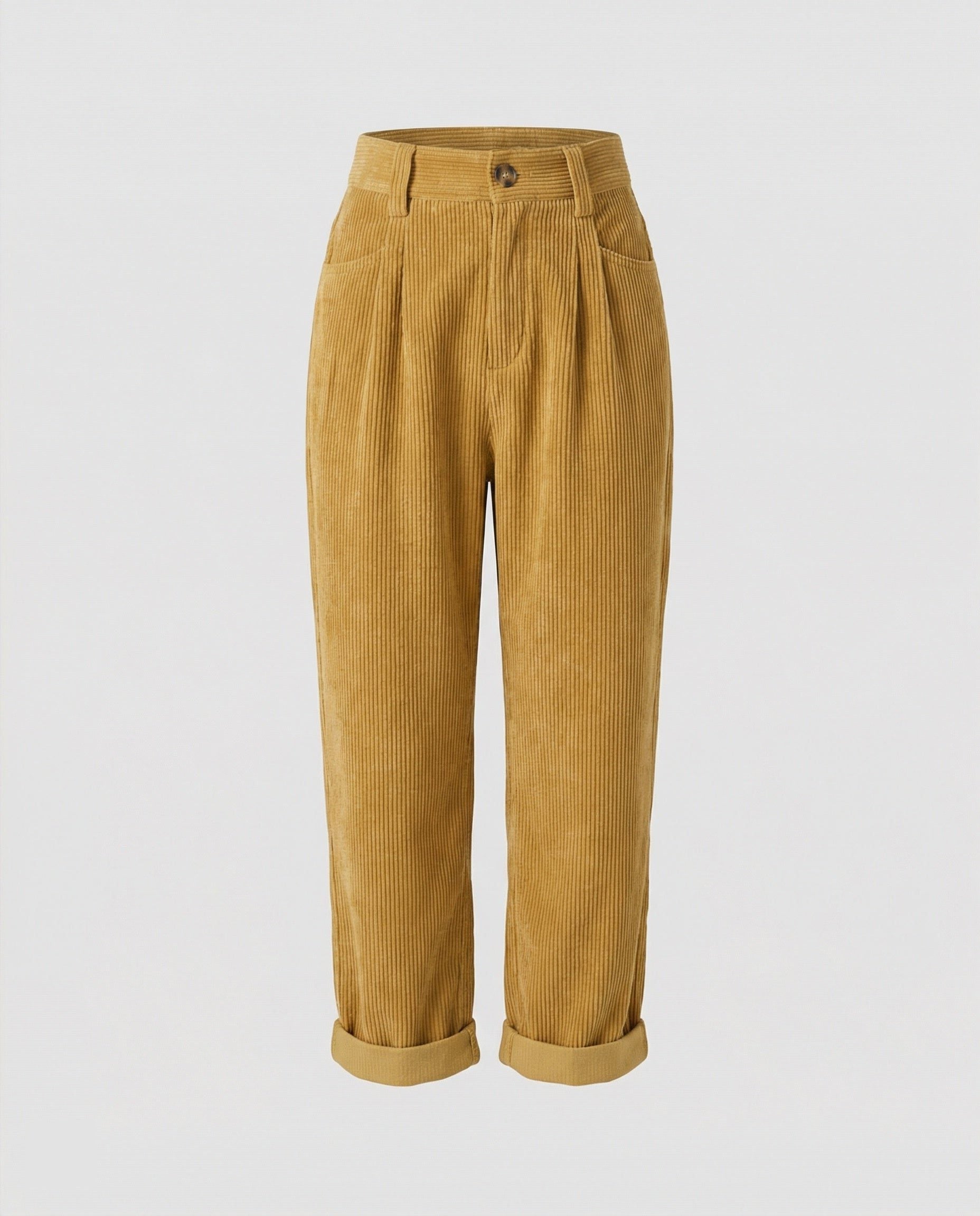 Damen Cordhose mit Hoher Taille und Breitem Bein - View 3