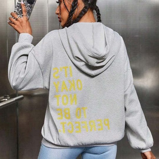 Hoodie mit Kapuze und Rückendruck für Damen - Hellgrau