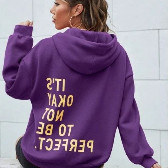 Hoodie mit Kapuze und Rückendruck für Damen - Lila