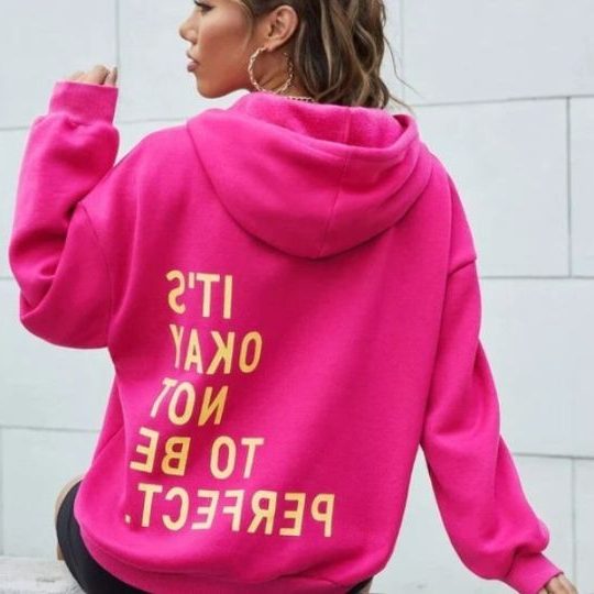 Hoodie mit Kapuze und Rückendruck für Damen - Rosa
