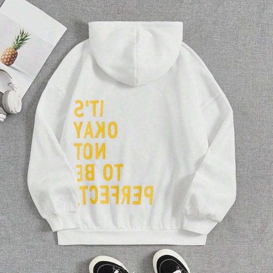 Hoodie mit Kapuze und Rückendruck für Damen - Weiß
