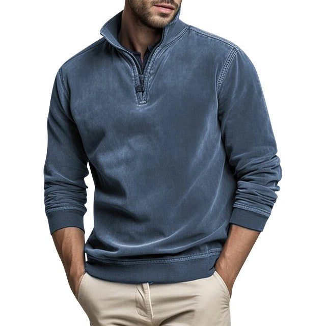 Herren Fleece-Pullover mit Halbreissverschluss - Blau