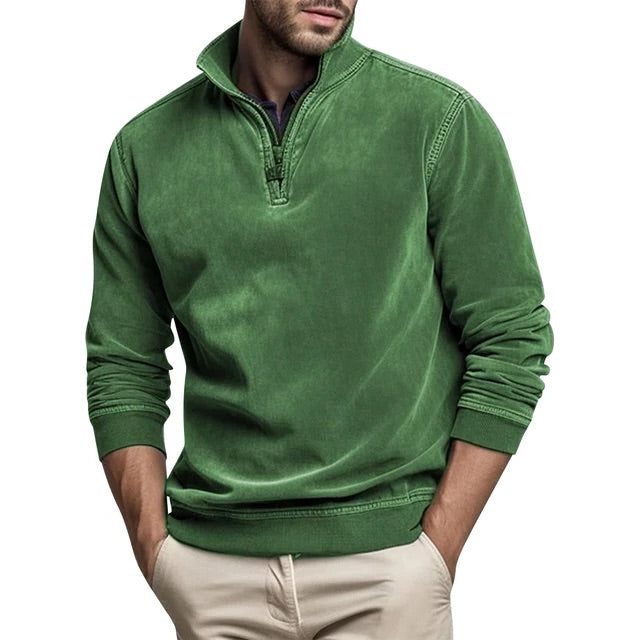 Herren Fleece-Pullover mit Halbreissverschluss - Grün