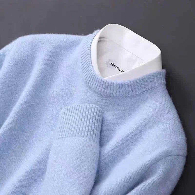 Damen Rundhals-Strickpullover mit Rippstrick