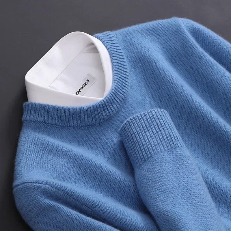Damen Rundhals-Strickpullover mit Rippstrick