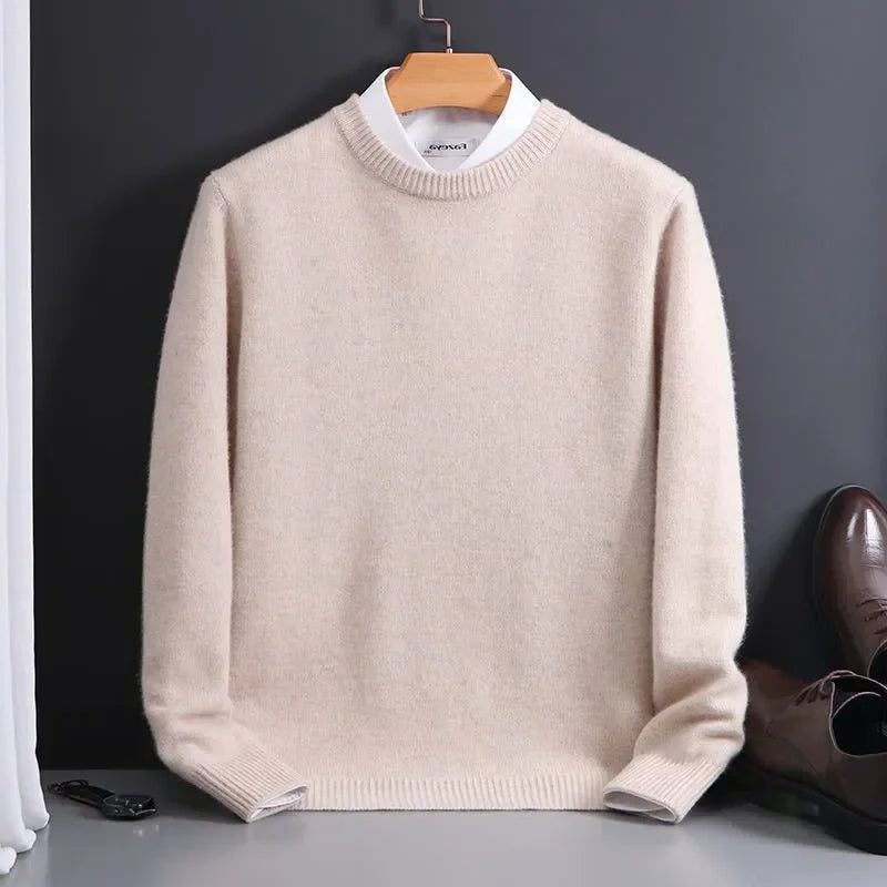 Damen Rundhals-Strickpullover mit Rippstrick - Off-White