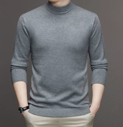 Herren Stehkragen Strickpullover aus Baumwolle